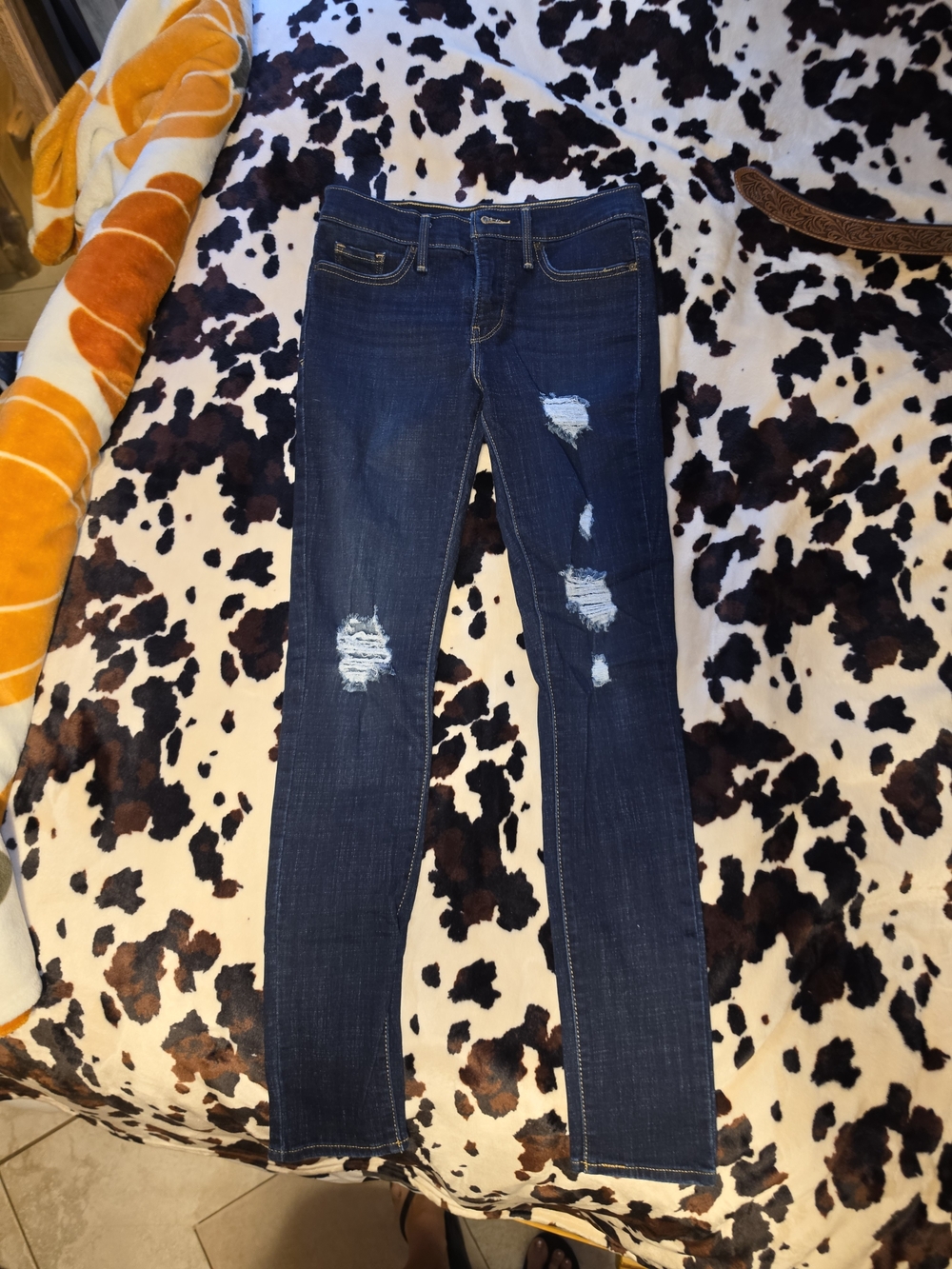 Levi Dark Blue Distressed Women's Jeans